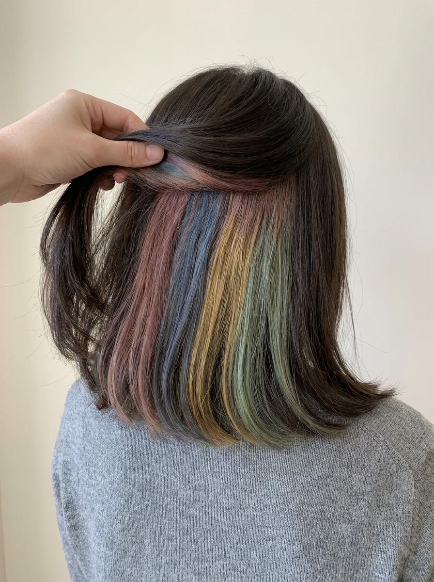 Regenbogen Peekaboo Hair - Peekaboo Hair Idee